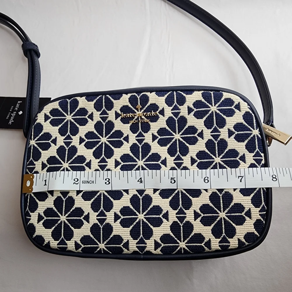 Kate Spade Crossbody Signature Purse Mini Camera Bag Navy Blue Spade Flower NEW
